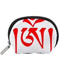 Tibetan Om Symbol (red) Accessory Pouches (small)  by abbeyz71