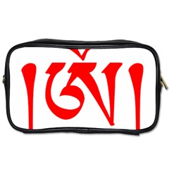 Tibetan Om Symbol (red) Toiletries Bags by abbeyz71