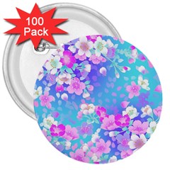 Flowers Cute Pattern 3  Buttons (100 Pack)  by Nexatart