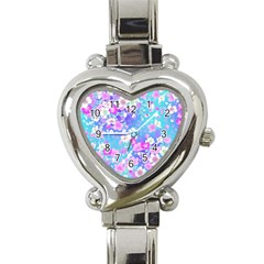 Flowers Cute Pattern Heart Italian Charm Watch by Nexatart