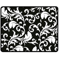 Black And White Floral Patterns Double Sided Fleece Blanket (medium) 