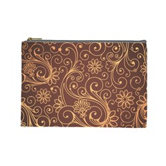 Gold And Brown Background Patterns Cosmetic Bag (large)  by Nexatart