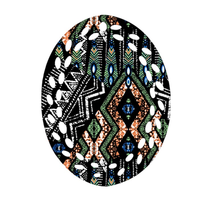 Ethnic Art Pattern Oval Filigree Ornament (Two Sides)