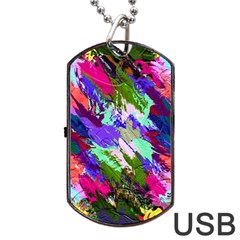 Tropical Jungle Print And Color Trends Dog Tag Usb Flash (two Sides)