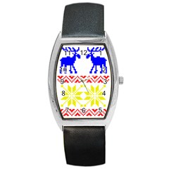 Jacquard With Elks Barrel Style Metal Watch by Nexatart