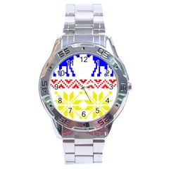 Jacquard With Elks Stainless Steel Analogue Watch