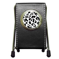 Leopard Skin Pen Holder Desk Clocks by Nexatart