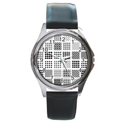 Retro Patterns Round Metal Watch by Nexatart