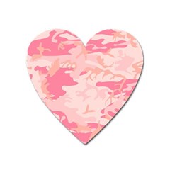 Pink Camo Print Heart Magnet by Nexatart