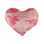 Pink Camo Print Standard 16  Premium Flano Heart Shape Cushions Front