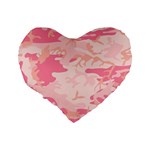 Pink Camo Print Standard 16  Premium Flano Heart Shape Cushions Back