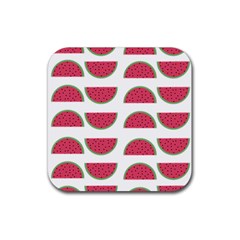 Watermelon Pattern Rubber Square Coaster (4 Pack)  by Nexatart