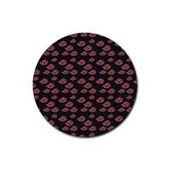 Cloud Red Brown Rubber Coaster (round) 