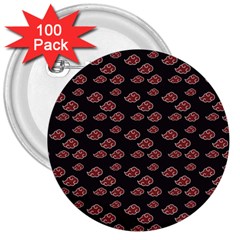 Cloud Red Brown 3  Buttons (100 Pack) 