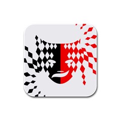 Face Mask Red Black Plaid Triangle Wave Chevron Rubber Square Coaster (4 Pack)  by Mariart