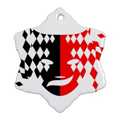 Face Mask Red Black Plaid Triangle Wave Chevron Snowflake Ornament (two Sides)