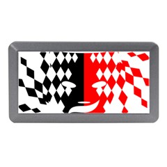 Face Mask Red Black Plaid Triangle Wave Chevron Memory Card Reader (mini)