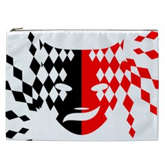 Face Mask Red Black Plaid Triangle Wave Chevron Cosmetic Bag (xxl) 