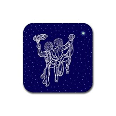 Gemini Zodiac Star Rubber Coaster (square)  by Mariart