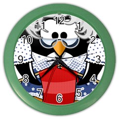 Grandma Penguin Color Wall Clocks