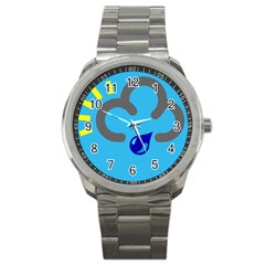 Light Rain Shower Cloud Sun Yellow Blue Sky Sport Metal Watch by Mariart