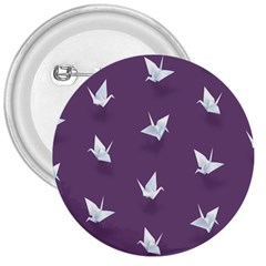 Goose Swan Animals Birl Origami Papper White Purple 3  Buttons