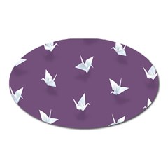 Goose Swan Animals Birl Origami Papper White Purple Oval Magnet