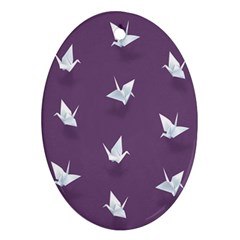 Goose Swan Animals Birl Origami Papper White Purple Oval Ornament (two Sides) by Mariart