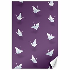 Goose Swan Animals Birl Origami Papper White Purple Canvas 12  X 18   by Mariart