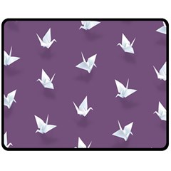 Goose Swan Animals Birl Origami Papper White Purple Fleece Blanket (medium) 