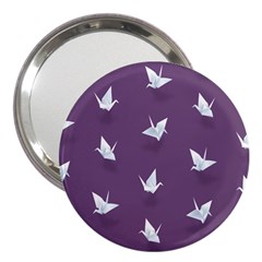 Goose Swan Animals Birl Origami Papper White Purple 3  Handbag Mirrors by Mariart