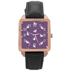 Goose Swan Animals Birl Origami Papper White Purple Rose Gold Leather Watch  by Mariart