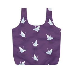 Goose Swan Animals Birl Origami Papper White Purple Full Print Recycle Bags (m) 