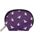 Goose Swan Animals Birl Origami Papper White Purple Accessory Pouches (Small)  Front