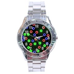 Neons Couleurs Circle Light Green Red Line Stainless Steel Analogue Watch by Mariart