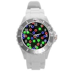 Neons Couleurs Circle Light Green Red Line Round Plastic Sport Watch (l)
