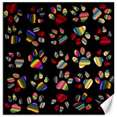 Colorful Paw Prints Pattern Background Reinvigorated Canvas 16  X 16  