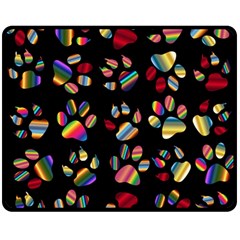 Colorful Paw Prints Pattern Background Reinvigorated Double Sided Fleece Blanket (medium) 