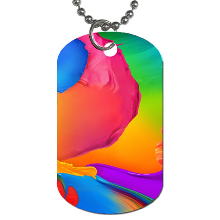 Paint Rainbow Color Blue Red Green Blue Purple Dog Tag (One Side)
