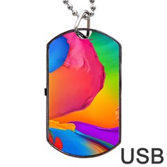 Paint Rainbow Color Blue Red Green Blue Purple Dog Tag Usb Flash (two Sides) by Mariart