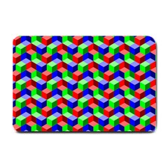 Seamless Rgb Isometric Cubes Pattern Small Doormat  by Nexatart