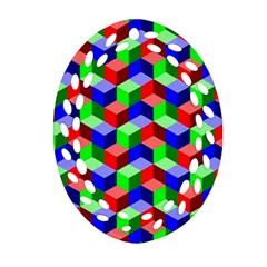 Seamless Rgb Isometric Cubes Pattern Ornament (oval Filigree) by Nexatart