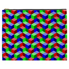 Seamless Rgb Isometric Cubes Pattern Cosmetic Bag (xxxl)  by Nexatart