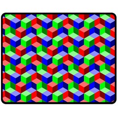 Seamless Rgb Isometric Cubes Pattern Double Sided Fleece Blanket (medium) 