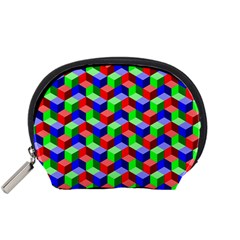 Seamless Rgb Isometric Cubes Pattern Accessory Pouches (small) 