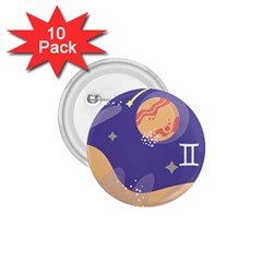 Planet Galaxy Space Star Polka Meteor Moon Blue Sky Circle 1 75  Buttons (10 Pack) by Mariart