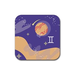 Planet Galaxy Space Star Polka Meteor Moon Blue Sky Circle Rubber Coaster (square)  by Mariart