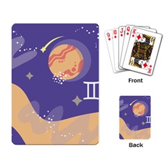 Planet Galaxy Space Star Polka Meteor Moon Blue Sky Circle Playing Card by Mariart