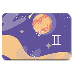 Planet Galaxy Space Star Polka Meteor Moon Blue Sky Circle Large Doormat  by Mariart