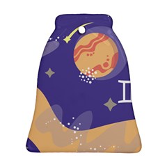 Planet Galaxy Space Star Polka Meteor Moon Blue Sky Circle Bell Ornament (two Sides)